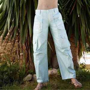 NWT Free People Lap Of Luxury Barrel Cargo Jeans